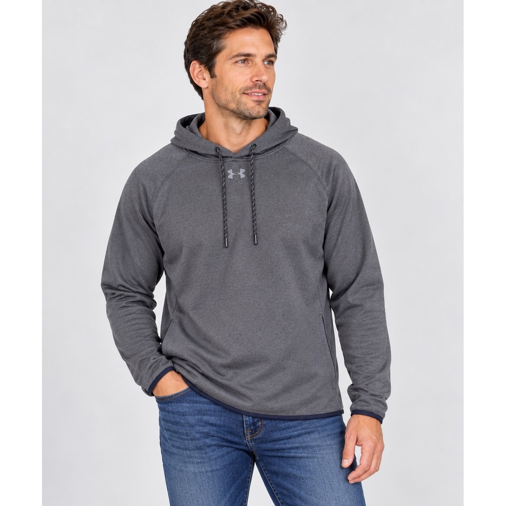 Under Armour ColdGear Mens XL Gray Fleece Lined Hoodie Sweatshirt Athleisure